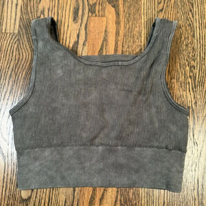 Mono B Ribbed Cut-Out Back Gray Seamless Bra Top size large
